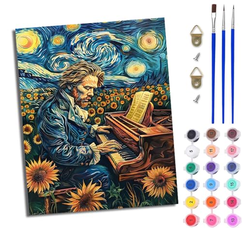 WJWWANG Malen nach Zahlen DIY Handgemalt Ölgemälde Set für Anfänger und Jugendliche Mondscheinblumen spielen Klavier Pinsel und Acrylfarbe 40x50 cm ideal als Geschenk oder zur Heimdekoration WJWWANG Malen nach Zahlen DIY Handgemalt Ölgemälde Set für Anfänger und Jugendliche Mondscheinblumen spielen Klavier Pinsel und Acrylfarbe 40x50 cm ideal als Geschenk oder zur Heimdekoration von WJWWANG