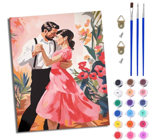 WJWWANG Malen nach Zahlen DIY Handgemalt Ölgemälde Set für Anfänger und Jugendliche Paar tanzt Walzer Pinsel und Acrylfarbe 40x50 cm ideal als Geschenk oder zur Heimdekoration WJWWANG Malen nach Zahlen DIY Handgemalt Ölgemälde Set für Anfänger und Jugendliche Paar tanzt Walzer Pinsel und Acrylfarbe 40x50 cm ideal als Geschenk oder zur Heimdekoration von WJWWANG