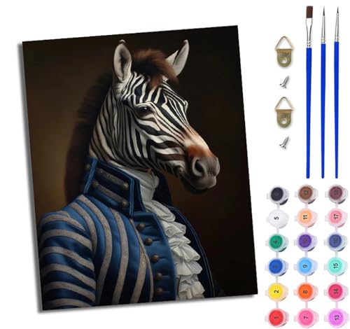 WJWWANG Malen nach Zahlen DIY Handgemalt Ölgemälde Set für Anfänger und Jugendliche Retro Gentleman Zebra Pinsel und Acrylfarbe 40x50 cm ideal als Geschenk oder zur Heimdekoration WJWWANG Malen nach Zahlen DIY Handgemalt Ölgemälde Set für Anfänger und Jugendliche Retro Gentleman Zebra Pinsel und Acrylfarbe 40x50 cm ideal als Geschenk oder zur Heimdekoration von WJWWANG