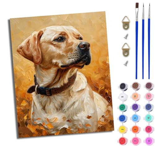 WJWWANG Malen nach Zahlen DIY Handgemalt Ölgemälde Set für Anfänger und Jugendliche Süßer Labrador Retriever Pinsel und Acrylfarbe 40x50 cm ideal als Geschenk oder zur Heimdekoration WJWWANG Malen nach Zahlen DIY Handgemalt Ölgemälde Set für Anfänger und Jugendliche Süßer Labrador Retriever Pinsel und Acrylfarbe 40x50 cm ideal als Geschenk oder zur Heimdekoration von WJWWANG