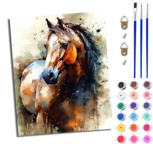 WJWWANG Malen nach Zahlen DIY Handgemalt Ölgemälde Set für Anfänger und Jugendliche Tintenstrahlanimiertes Pferd Pinsel und Acrylfarbe 40x50 cm ideal als Geschenk oder zur Heimdekoration WJWWANG Malen nach Zahlen DIY Handgemalt Ölgemälde Set für Anfänger und Jugendliche Tintenstrahlanimiertes Pferd Pinsel und Acrylfarbe 40x50 cm ideal als Geschenk oder zur Heimdekoration von WJWWANG
