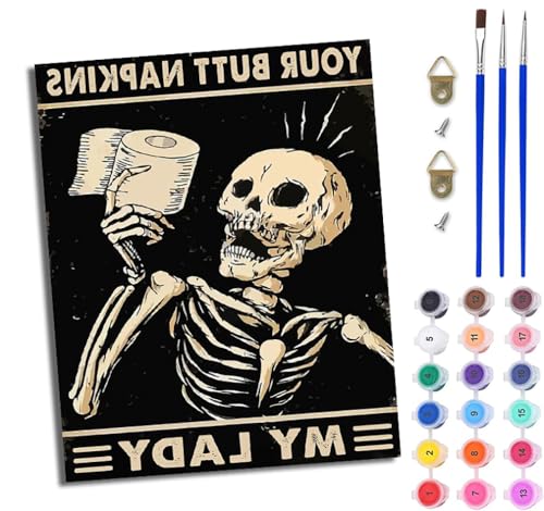 WJWWANG Malen nach Zahlen DIY Handgemalt Ölgemälde Set für Anfänger und Jugendliche Toilettenpapier-Skelett Pinsel und Acrylfarbe 40x50 cm ideal als Geschenk oder zur Heimdekoration WJWWANG Malen nach Zahlen DIY Handgemalt Ölgemälde Set für Anfänger und Jugendliche Toilettenpapier-Skelett Pinsel und Acrylfarbe 40x50 cm ideal als Geschenk oder zur Heimdekoration von WJWWANG