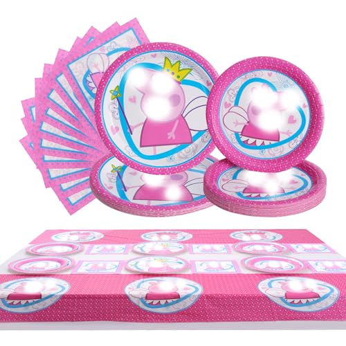 Party Partygeschirr peppa wutz Party Geschirr 51 pc Geburtstag Party teller, peppa wutz Partygeschirr Set, Pappteller Kindergeburtstag,Pappteller Servietten Tischdecke von WJYAGU