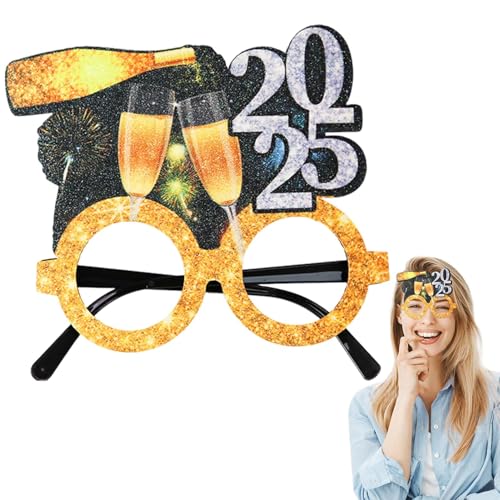 WJnflQN 2025 Brille Neujahr Lustige Brille Dekoration Neujahr Brillen Silvester Supplies Stilvolle Kostüm Brille für Partys Maskerade von WJnflQN