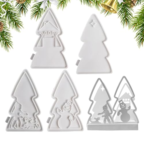 WJnflQN Resin Weihnachtsbaumform,Weihnachtsbaumform,Weihnachtsbaum-Kerzenhalter-Einsatz, der Form herstellt | Epoxidharz-Gussformen für Zementornamente, Gips, Weihnachtsdekoration von WJnflQN