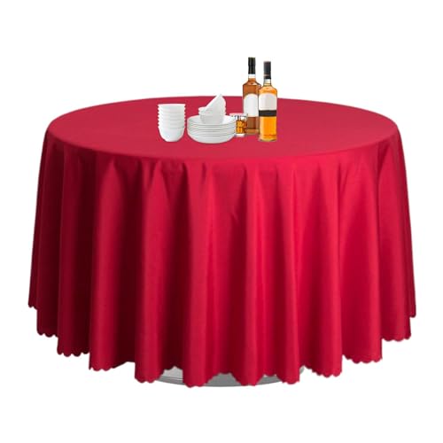 WJnflQN Stofftischdecken rund, Tischdecken für runde Tische - 63-Zoll-Polyester-Tabellenwäsche - Küche Esszubehör, fleckbeständiges Buffet Tabletop Dekoration für Hochzeitsempfang von WJnflQN