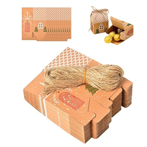 WJnflQN Weihnachts-Geschenktüten aus Kraftpapier,Weihnachts-Geschenktüten,50X Kraftpapier-Organizer-Tasche für Leckereien - Weihnachts-Kraftpapier-Organizer-Box für Kinder, Weihnachtsfeiern, Zubehör, von WJnflQN