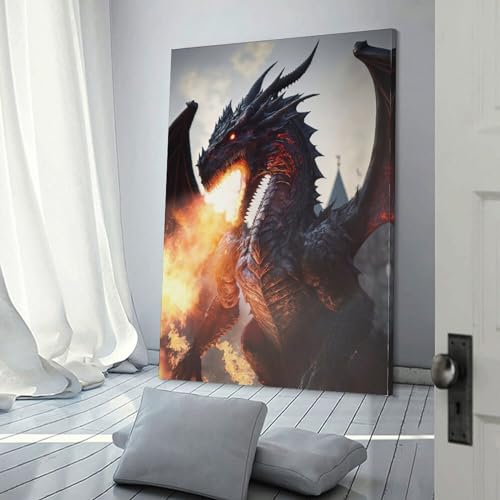 Fury Dragon Draconus Ölgemälde, klassischer Giclée-Leinwanddruck, Kunstwerk, Ozeanbilder, Gemälde auf Leinwand, Wandkunst für Schlafzimmer, Heimdekoration, 20 x 30 cm von WKMoney