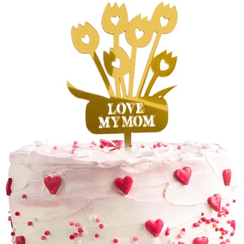 Glänzendes WKRTDY Cake Topper Set für den Muttertag - Acryl Glitter Cupcake Topper als perfekte Dekoration für Geburtstagsfeiern und Baby Showers. von WKRTDY