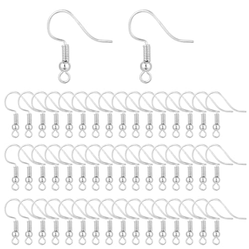 WKRTDY 50pcs Damen-Ohrringe, Ohrring Haken, Zubehör für DIY Ohrringe, inkl, Perlen und Spulen, Silberfarben für Schmuckherstellung und Ohrhänger Basteln, Schmuckherstellungsset WKRTDY 50pcs Damen-Ohrringe, Ohrring Haken, Zubehör für DIY Ohrringe, inkl, Perlen und Spulen, Silberfarben für Schmuckherstellung und Ohrhänger Basteln, Schmuckherstellungsset von WKRTDY