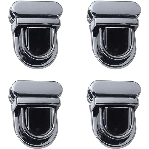 WKRTDY Verschluss Schloss für Tasche,4pcs Schwarz Tuck Lock,Geldbörse Push Lock Sets,Portemonnaie Verschluesse,Taschenverschluss Metall,Mappenschloss,für Tasche Portemonnaie Geldbörse Ledertasche DIY von WKRTDY