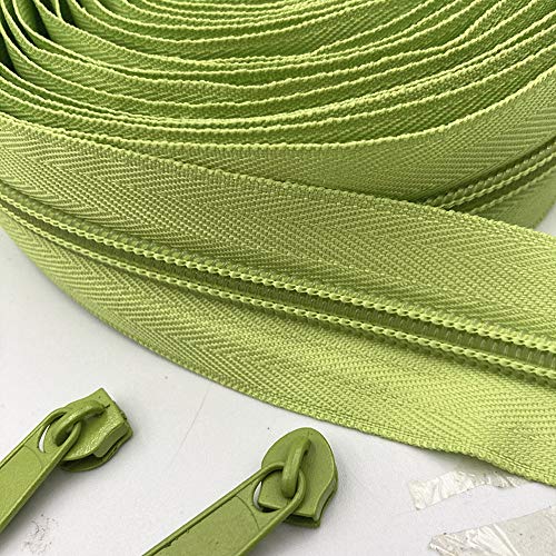 10 Meter langer Nylon-Reißverschluss mit 20 Reißverschlussschiebern für Heimwerker, Nähen, Kleidung, Zubehör (20 Farben) (grün) von WKXFJJWZC