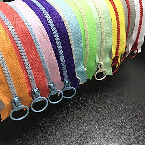 WKXFJJWZC 10 Stück Mix Color 30 cm Öffnungen 5# Resin Reißverschluss Pull Ring Reißverschluss Kopf DIY Nähen Handtaschen Kleidung Zubehör, 60 cm von WKXFJJWZC