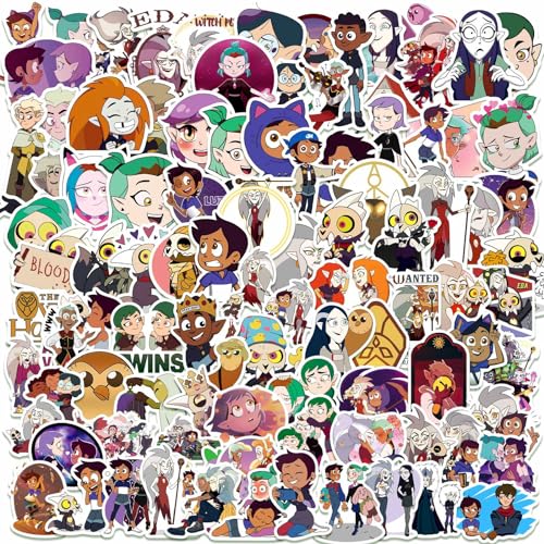 Anime Sticker The Owl House Sticker Pack, WKxinxuan 100pcs Ghibli Styles Aufkleber Set, Kinder Wasserfeste Aufkleber, Eule Spielzeug Sticker für Kinder Geburtstage Weihnachten Geschenke von WKxinxuan