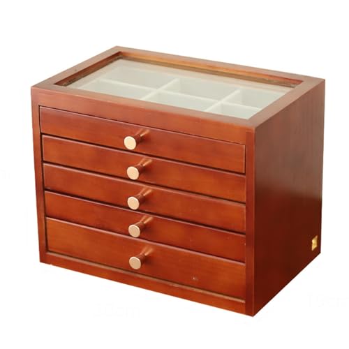 WLEJSL Mehrschichtiger Großer Schmuck Organizer, Schmuckschatulle aus Holz, Multifunktionaler Schmuck Organizer für Halsketten, Ringe, Ohrringe, Uhren, Armbänder,A4 von WLEJSL