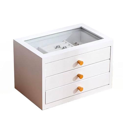 WLEJSL Schmuckaufbewahrungsbox, Zubehör Organizer, Schmuckschatulle mit Schublade und Glasdeckel für Sonnenbrillen, Großen Schmuck, Schmuckaufbewahrung, Moderner Stil,A2,B2 von WLEJSL