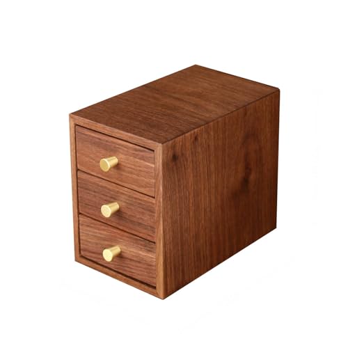 WLEJSL Schmuckschatulle aus Schwarzem Walnussholz, 3 Lagiger Schmuck Organizer für Frauen, Schmuckschatulle aus Massivem Holz für Ringe, Ohrringe, Halsketten und Armbänder,A2 von WLEJSL