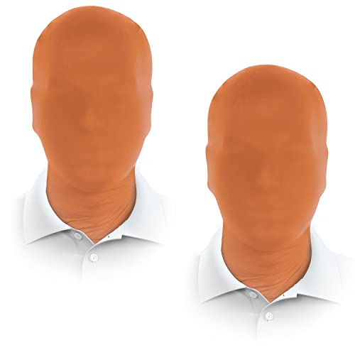 2 Stück schwarze Vollgesichtsmaske, Halloween, Spandex, Erwachsenen-Kapuze, gesichtslos, Morph-Kopftuch (Qmz-Orange) von WLHHBO