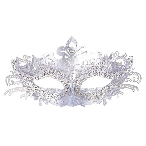 Damen-Maske, Metall, Strass, Halloween, Weihnachten, Party, Abend, Abschlussball, Maske (Silber) von WLHHBO