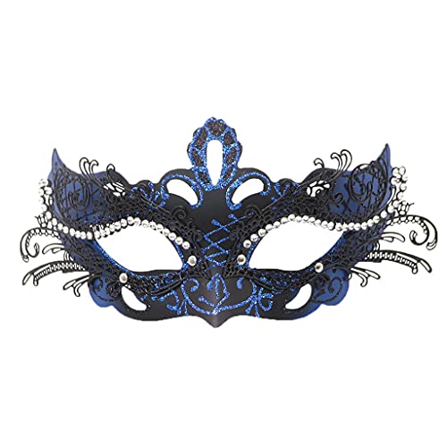 Damen-Maske, Metall, Strass, Halloween, Weihnachten, Party, Abend, Abschlussball, Maske (blau) von WLHHBO