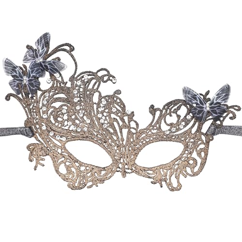 Maskerade-Maske – Glänzender Schmetterling für Damen, Halloween, Maskerade, Ball, Tanz, Abschlussball, Karneval, Hochzeit, Party, Kostüm, Dekoration (Gold/Schwarz, Farbverlauf) von WLHHBO