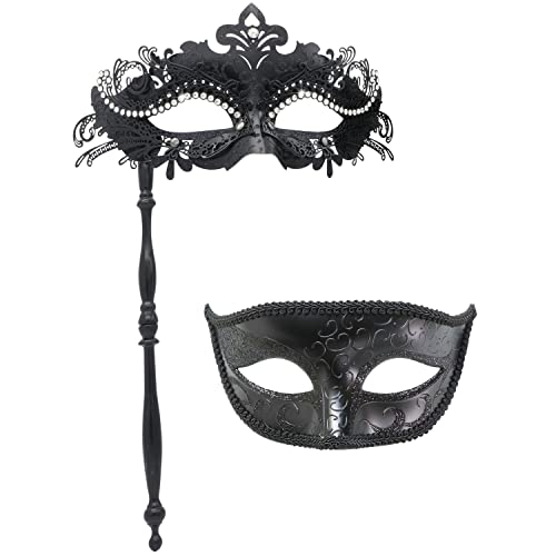 Maskerade-Maske mit Haltestab, Halloween-Kostüm, Maske, Karneval, Cosplay, Party, Kostüm, Maske (Farbe 1) von WLHHBO