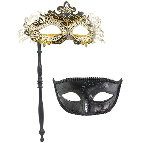 Maskerade-Maske mit Haltestab, Halloween-Kostüm, Maske, Karneval, Cosplay, Party, Kostüm, Maske (Farbe 7) von WLHHBO