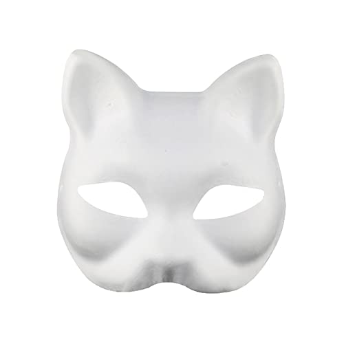 Papiermasken zum Selbermachen, Maskenmasken, Katzenmasken, bemalbar, blanko, für Tanzparty, Cosplay, weiß, handbemalt, Maske für Halloween, Katze (Fuchs) von WLHHBO