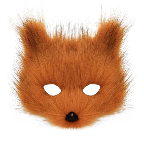 Tier-Fuchs- und Wolfsmaske, Halloween, Party, Cosplay, Kostüme, Requisiten, Plüschkatze, halbe Gesichtsmaske, Karneval, Weihnachten, Maskerade (Fuchs) von WLHHBO