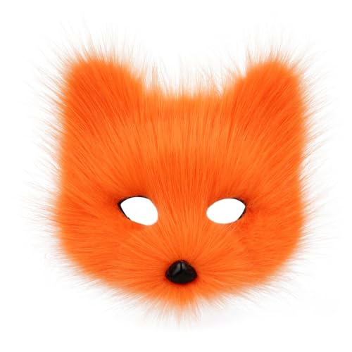 Tier-Fuchs- und Wolfsmaske, Halloween, Party, Cosplay, Kostüme, Requisiten, Plüschkatze, halbe Gesichtsmaske, Karneval, Weihnachten, Maskerade (orange) von WLHHBO