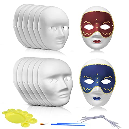 Weiße Papiermasken, für Cosplay, Weihnachten, Party, Masken, unlackiert, für Weihnachten, Party, Masken, 16 Stück (Farbe 7, 12 Stück) von WLHHBO