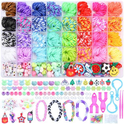 WLIAGYE 2500+ Loom Bänder Set,32 Rastern Bunte Gummibänder Kit für Armbänder,DIY Elastisches Loombänder Kinder Armband Basteln mit Perlen Haken Charms Aufbewahrungsbox für Anfänger Mädchen Geschenk von WLIAGYE