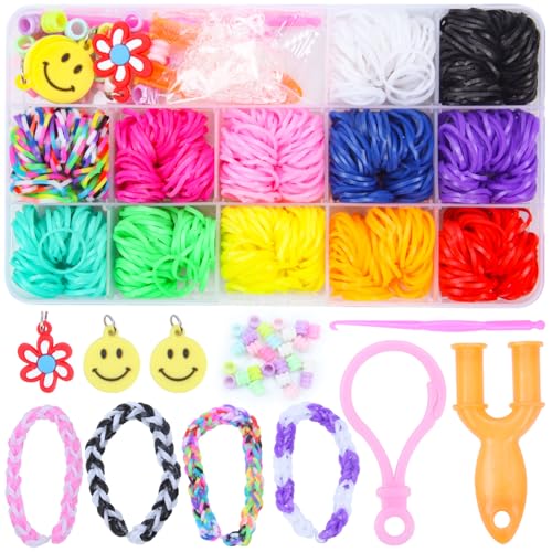 WLIAGYE Gummibänder Kit für Armbänder, DIY Elastisches Loombänder Kinder Armband Basteln mit Perlen Haken Charms Aufbewahrungsbox für Anfänger Junge Mädchen Geschenkeidee von WLIAGYE