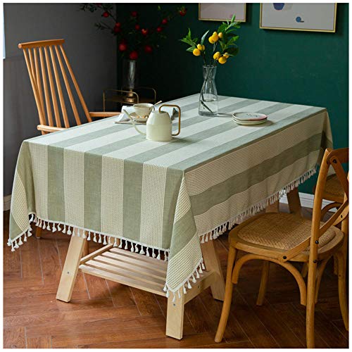 WLL Tischdecke Rechteck, 115x300cm, Grün Faltenfreie Tischdecke, Quaste Tischdecken Waschbar, Dekoration Tischdecke für Kitchen Dining Restaurant Party von WLL