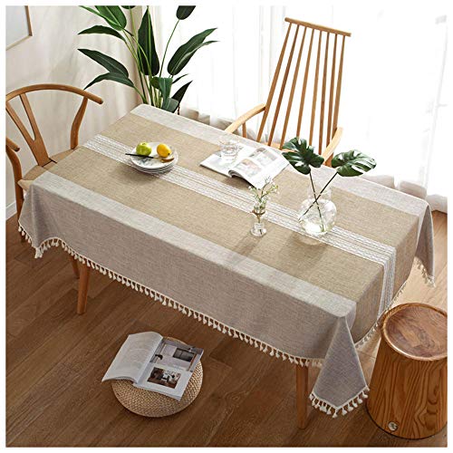Rechteckige Tischdecke, 120x150cm, Braun elegante Tischdecke aus Baumwollleinen, waschbare staubdichte Tischdecke für die Dinnerparty in der Küche von WLL