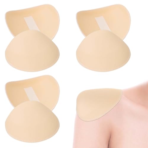 WLLHYF 3 Paar Schulterpolster Shoulder Pads Atmungsaktive Selbstklebender rutschfest Schaumstoff Unsichtbare Schulterpolster für Blazer, Nähzubehör, T-Shirt (Dicke 1,5 cm)(Hautfarbe) von WLLHYF