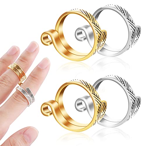 WLLHYF 4PCS Stricken Häkeln Schleife Ring, einstellbare Häkeln Schleife Ring Haken geflochtene Stricken Ring Garn Führer Finger Halter Stricken Handwerk Zubehör Werkzeuge für Mutter Oma Geschenke von WLLHYF