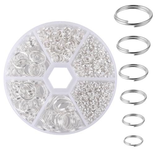 WLLHYF 690 Stück Biegering, Mini Runde Metallringe Verbinder Doppelschlaufen Kleiner Schlüsselanhänger Ring DIY Bastelzubehör für Schmuck Halsketten Ornament Schlüsselbundverbinder von WLLHYF