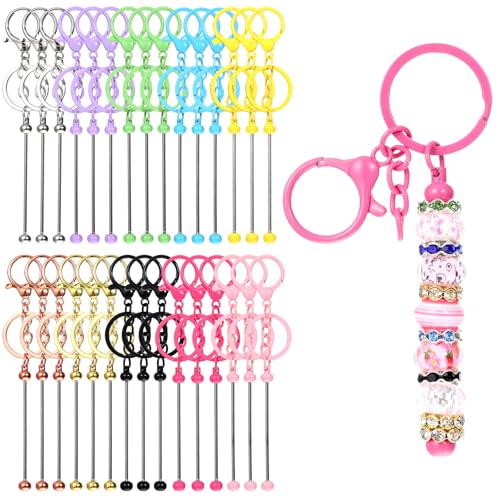 WLLHYF Beadable Keychain Bar, 30 Pcs Bead Keychain Colorful Metal DIY Multicolor Keychain Bars Keychain Accessories DIY Supplies for DIY Crafts Jewelry Making von WLLHYF