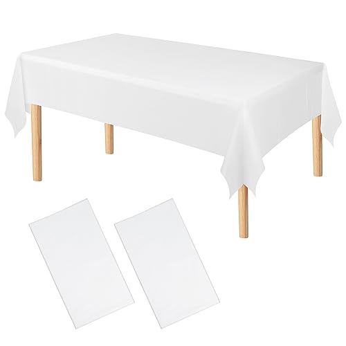 WLLHYF Einweg-Tischdecke aus Kunststoff, 274 x 137 cm, rechteckig, weiße Tischdecken für Partys, feines Essen, Hochzeit, Veranstaltungen im Freien, 2 Stück von WLLHYF