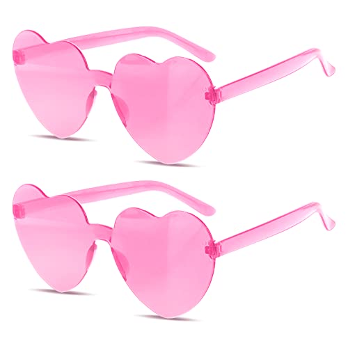 WLLHYF Herz-Party-Sonnenbrille randlos Süßigkeiten transparent Hippie-Brille Retro bunte Brille für Halloween-Dekoration,Cosplay, Party, Strand, Gefälligkeiten (Rosa) von WLLHYF