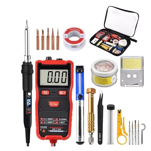 WLLKIY 80W Lötkolben-Set Mit Einstellbarer Temperatur, Schweiß- Und Nacharbeitsstation Mit Multimeter-Reparaturwerkzeugen Sicher Und Stabil(Black KIT1) von WLLKIY