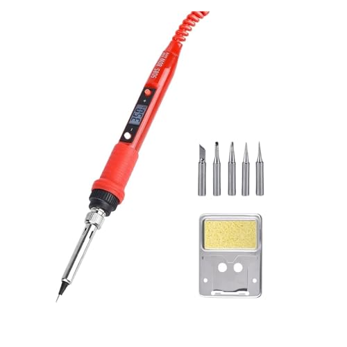 WLLKIY Elektrischer Lötkolben-Kit, LCD-Digital-Schweißstift, Lötkolben, Lötspitze, Zinnstift for Zuhause, Heimwerker, 80 W Sicher Und Stabil(Red908S KIT2) von WLLKIY