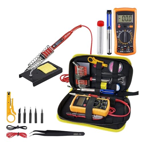 WLLKIY Lötkolben-Set Mit Digital-Multimeter, Einstellbare Temperatur, 80 W, LCD-Schweißwerkzeuge, Keramikheizung, Lötspitzen Sicher Und Stabil(Black) von WLLKIY