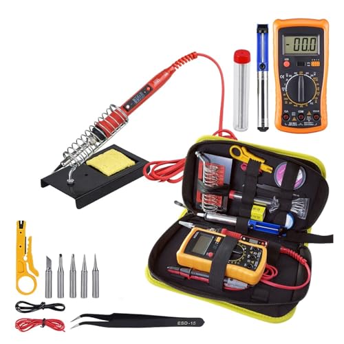 WLLKIY Lötkolben-Set Mit Digital-Multimeter, Einstellbare Temperatur, 80 W, LCD-Schweißwerkzeuge, Keramikheizung, Lötspitzen Sicher Und Stabil(Silver) von WLLKIY