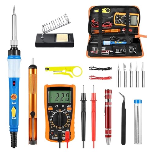 WLLKIY Lötkolben-Set Mit Einstellbarer Temperatur, 80 W, Lötkolben-Set Mit Multimeter, Schweißwerkzeug-Set Sicher Und Stabil von WLLKIY