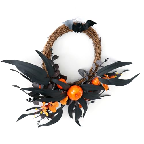 Halloween-Kranz, bunte Türgirlanden, Ornament, stilvoller hängender Blumenkranz, Halloween-Dekoration, Anhänger, Schmuck für Themenpartys von WLNEXT