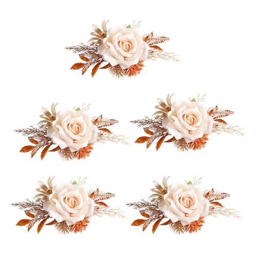 WLNEXT Ansteckblumen, künstliche Seidenblume mit Anstecknadel, realistisches Blumendekorationsset für elegante Hochzeit Corsage und Handgelenk Blume von WLNEXT