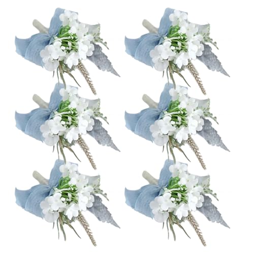 WLNEXT Hochzeitskorsagen, elegantes Seiden-Hochzeits-Boutonniere-Set, einzigartige Seiden-Revers-Blume, einzigartige Korsagen, Abzeichen für westliche Stile Hochzeiten von WLNEXT