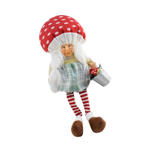 WLNEXT Puppen-Ornamente, Weihnachtswichtel, Puppen mit Pilzhut, Festival-Heimdekoration, handgefertigte Polyester-Figur für Büro, Partyzubehör von WLNEXT